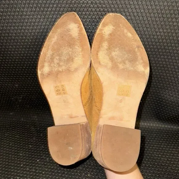 Madewell Grayson Brogue Wingtip Mustard Yellow Suede Chelsea Boots Women Size 9 - Picture 7 of 8